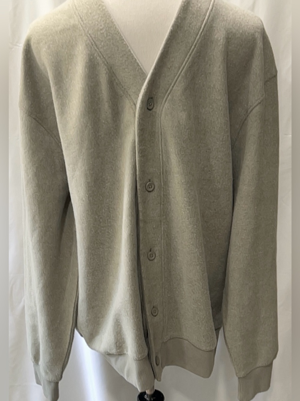 ASOS Design Gray Button Up Fleece Cardigan Mens XL Long Sleeve Casual Sweater